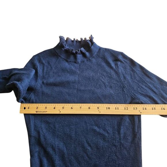 Ted baker Duana Sz 2 US S Midnight blue frill Neck detail light weight sweater - Picture 6 of 8
